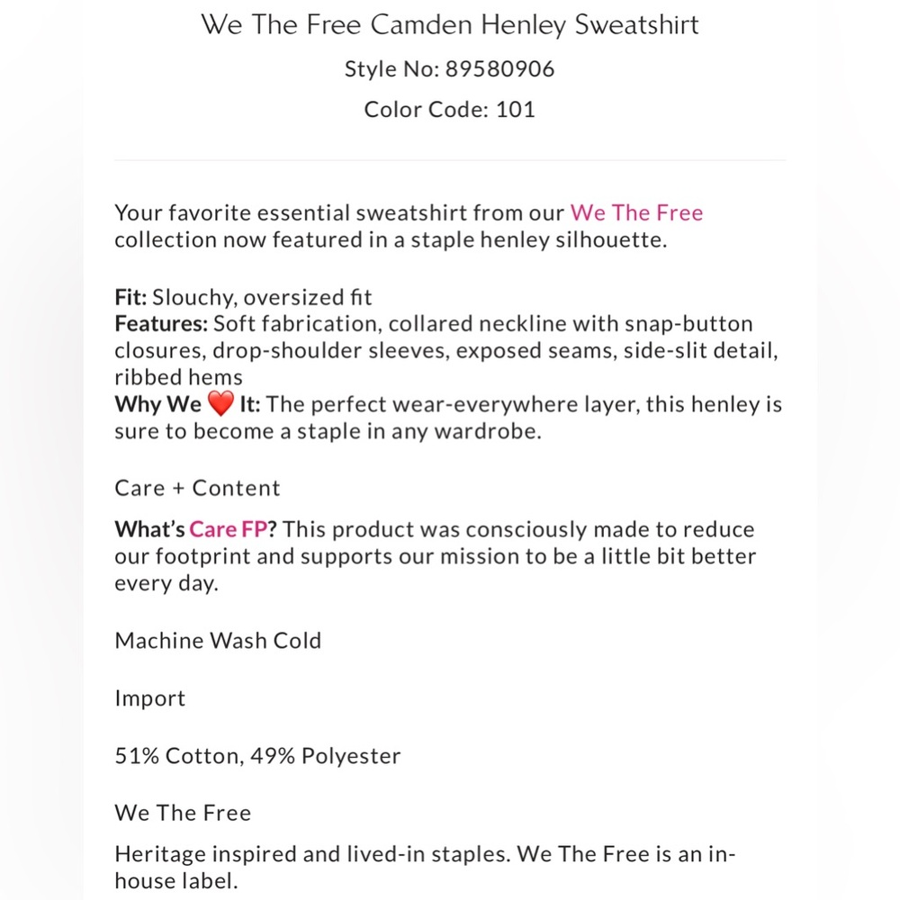 Free People We The Free Camden Henley Bubble Tea NWT - Picture 5 of 6